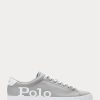 Adidași din piele cu logo Ralph Lauren Longwood, gri/alb, pentru bărbați Adidași din piele cu logo Ralph Lauren Longwood, gri/alb, pentru bărbați