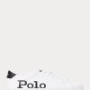 Adidași din piele cu logo Ralph Lauren Longwood pentru bărbați albi/negri Adidași din piele cu logo Ralph Lauren Longwood pentru bărbați albi/negri