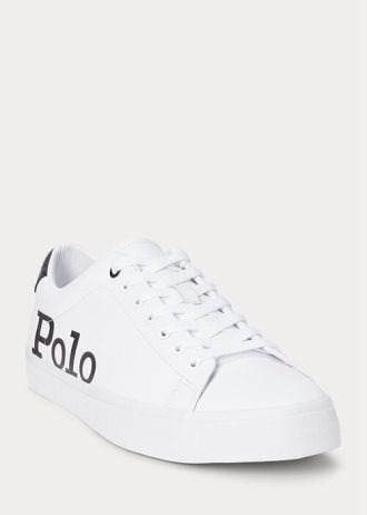 Adidași din piele cu logo Ralph Lauren Longwood pentru bărbați albi/negri