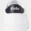 Adidași din piele cu logo Ralph Lauren Longwood pentru bărbați albi/negri Adidași din piele cu logo Ralph Lauren Longwood pentru bărbați albi/negri