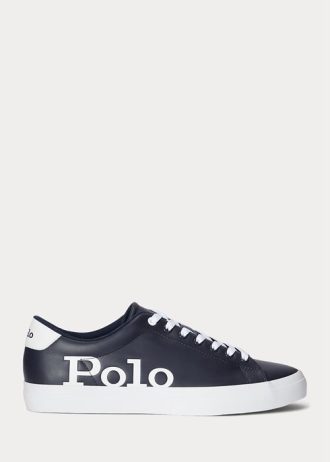 Adidași din piele cu logo Ralph Lauren Longwood pentru bărbați bleumarin/alb