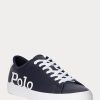 Adidași din piele cu logo Ralph Lauren Longwood pentru bărbați bleumarin/alb Adidași din piele cu logo Ralph Lauren Longwood pentru bărbați bleumarin/alb
