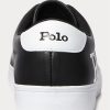 Adidași din piele cu logo Ralph Lauren Longwood pentru bărbați negri/albi Adidași din piele cu logo Ralph Lauren Longwood pentru bărbați negri/albi