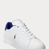 Adidași din piele Ralph Lauren Heritage Court II albi/regali pentru bărbați Adidași din piele Ralph Lauren Heritage Court II albi/regali pentru bărbați