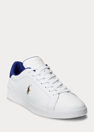 Adidași din piele Ralph Lauren Heritage Court II albi/regali pentru bărbați