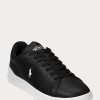 Adidași din piele Ralph Lauren Heritage Court II negri/alb pentru bărbați Adidași din piele Ralph Lauren Heritage Court II negri/alb pentru bărbați