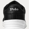 Adidași din piele Ralph Lauren Heritage Court II negri/alb pentru bărbați Adidași din piele Ralph Lauren Heritage Court II negri/alb pentru bărbați
