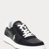Adidași Ralph Lauren Court din piele și piele intoarsa pentru bărbați negri/albi Adidași Ralph Lauren Court din piele și piele intoarsa pentru bărbați negri/albi