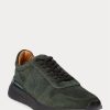 Adidași Ralph Lauren Ethan, din piele de căprioară, de culoare verde închis pentru bărbați