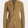 Blazer pentru femei Ralph Lauren, piele de miel, piele de căprioară, kaki Blazer pentru femei Ralph Lauren, piele de miel, piele de căprioară, kaki