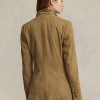 Blazer pentru femei Ralph Lauren, piele de miel, piele de căprioară, kaki Blazer pentru femei Ralph Lauren, piele de miel, piele de căprioară, kaki