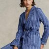 Blazere de damă albastre Ralph Lauren cu brâu și bumbac Blazere de damă albastre Ralph Lauren cu brâu și bumbac