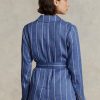 Blazere de damă albastre Ralph Lauren cu brâu și bumbac Blazere de damă albastre Ralph Lauren cu brâu și bumbac