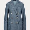 Blazere de damă albastre Ralph Lauren din Chambray Blazere de damă albastre Ralph Lauren din Chambray