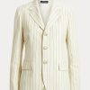 Blazere de damă crem Ralph Lauren cu dungi din bumbac-in-lână Blazere de damă crem Ralph Lauren cu dungi din bumbac-in-lână