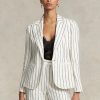 Blazere jacquard din in dungi Ralph Lauren de damă albe
