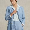 Blazere lungi din bumbac cambray Ralph Lauren pentru femei albastre Blazere lungi din bumbac cambray Ralph Lauren pentru femei albastre
