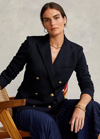 Blazere în tricot dublu pentru femei Ralph Lauren bleumarin Blazere în tricot dublu pentru femei Ralph Lauren bleumarin