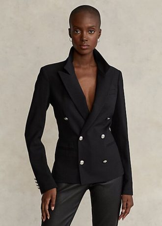 Blazere negre din lână stretch Ralph Lauren pentru femei Blazere negre din lână stretch Ralph Lauren pentru femei