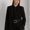 Blazere negre Ralph Lauren pentru damă, cu dungi în amestec de in Blazere negre Ralph Lauren pentru damă, cu dungi în amestec de in