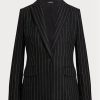 Blazere negre Ralph Lauren pentru damă, cu dungi în amestec de in Blazere negre Ralph Lauren pentru damă, cu dungi în amestec de in