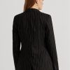 Blazere negre Ralph Lauren pentru damă, cu dungi în amestec de in Blazere negre Ralph Lauren pentru damă, cu dungi în amestec de in