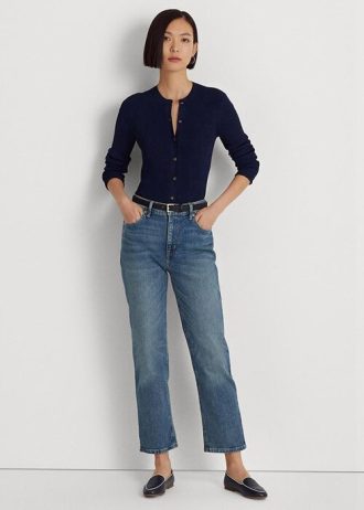 Blugi de damă, albaștri, drepti, cu talie înaltă, Ralph Lauren Blugi de damă, albaștri, drepti, cu talie înaltă, Ralph Lauren