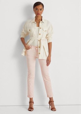 Blugi drepte la gleznă cu talie medie Ralph Lauren pentru femei roz