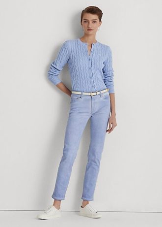 Blugi drepti la gleznă cu talie mijlocie imbracați Ralph Lauren pentru damă