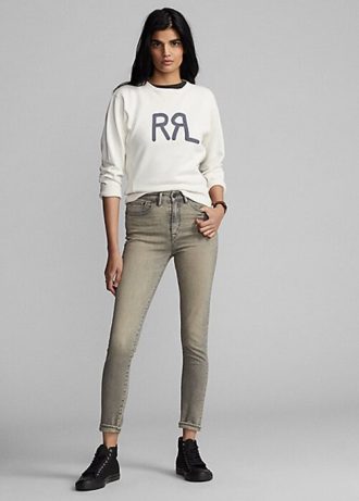Blugi gri de damă Ralph Lauren Stretch High Skinny Distressed