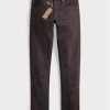 Blugi maro pentru bărbați Ralph Lauren, subțiri, cu tăiere îngustă, negri cu rășină, clătiți Blugi maro pentru bărbați Ralph Lauren, subțiri, cu tăiere îngustă, negri cu rășină, clătiți