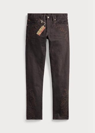 Blugi maro pentru bărbați Ralph Lauren, subțiri, cu tăiere îngustă, negri cu rășină, clătiți