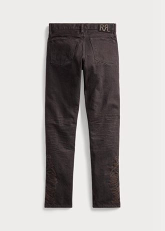 Blugi maro pentru bărbați Ralph Lauren, subțiri, cu tăiere îngustă, negri cu rășină, clătiți
