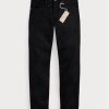 Blugi negri Ralph Lauren Slim Fit pentru bărbați, negru pe negru, Selvedge Blugi negri Ralph Lauren Slim Fit pentru bărbați, negru pe negru, Selvedge