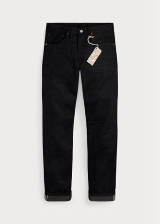 Blugi negri Ralph Lauren Slim Fit pentru bărbați, negru pe negru, Selvedge