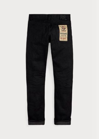 Blugi negri Ralph Lauren Slim Fit pentru bărbați, negru pe negru, Selvedge