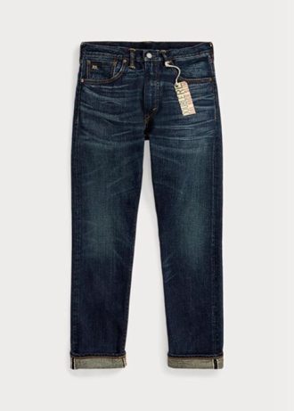 Blugi pentru bărbați albaștri Ralph Lauren High Slim Bayview Selvedge