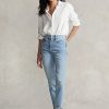 Blugi slim cu talie înaltă Ralph Lauren Callen de damă AZURE
