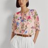Bluză de damă roz Ralph Lauren Floral Crinkle Georgette Bluză de damă roz Ralph Lauren Floral Crinkle Georgette