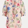 Bluză de damă roz Ralph Lauren Floral Crinkle Georgette Bluză de damă roz Ralph Lauren Floral Crinkle Georgette