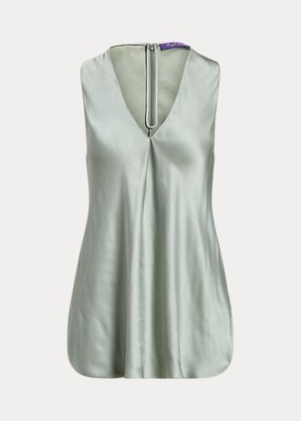 Bluză din satin spălat Ralph Lauren Gwinnett pentru femei verzi