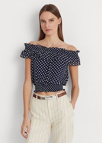 Bluză pentru femei Ralph Lauren, bluză, cu buline, fără umeri