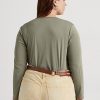 Bluze cu mânecă lungă din amestec de bumbac Ralph Lauren pentru femei verzi Bluze cu mânecă lungă din amestec de bumbac Ralph Lauren pentru femei verzi
