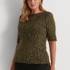 Bluze de damă din bumbac Ralph Lauren, cu imprimeu Ocelot, cu gât cu barca Bluze de damă din bumbac Ralph Lauren, cu imprimeu Ocelot, cu gât cu barca
