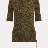 Bluze de damă din bumbac Ralph Lauren, cu imprimeu Ocelot, cu gât cu barca Bluze de damă din bumbac Ralph Lauren, cu imprimeu Ocelot, cu gât cu barca