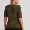 Bluze de damă din bumbac Ralph Lauren, cu imprimeu Ocelot, cu gât cu barca Bluze de damă din bumbac Ralph Lauren, cu imprimeu Ocelot, cu gât cu barca