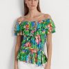 Bluze de damă multicolore din jerseu floral Ralph Lauren, fără umeri Bluze de damă multicolore din jerseu floral Ralph Lauren, fără umeri