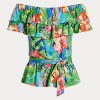 Bluze de damă multicolore din jerseu floral Ralph Lauren, fără umeri Bluze de damă multicolore din jerseu floral Ralph Lauren, fără umeri