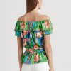 Bluze de damă multicolore din jerseu floral Ralph Lauren, fără umeri Bluze de damă multicolore din jerseu floral Ralph Lauren, fără umeri