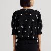Bluze negre Ralph Lauren din jerseu brodate cu gât cravate Bluze negre Ralph Lauren din jerseu brodate cu gât cravate